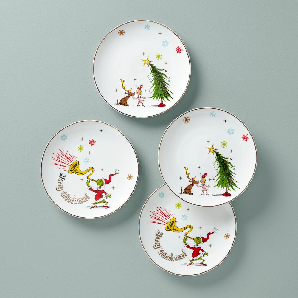 cambridge silversmiths Merry Grinchmas Assorted Accent Plates Set of 4
