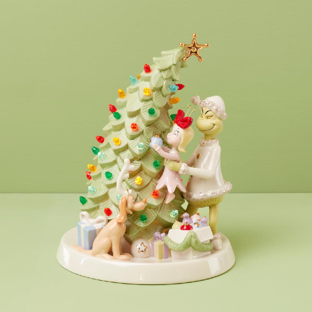 cambridge silversmiths Merry Grinchmas Trimming The Tree Lit Figurine