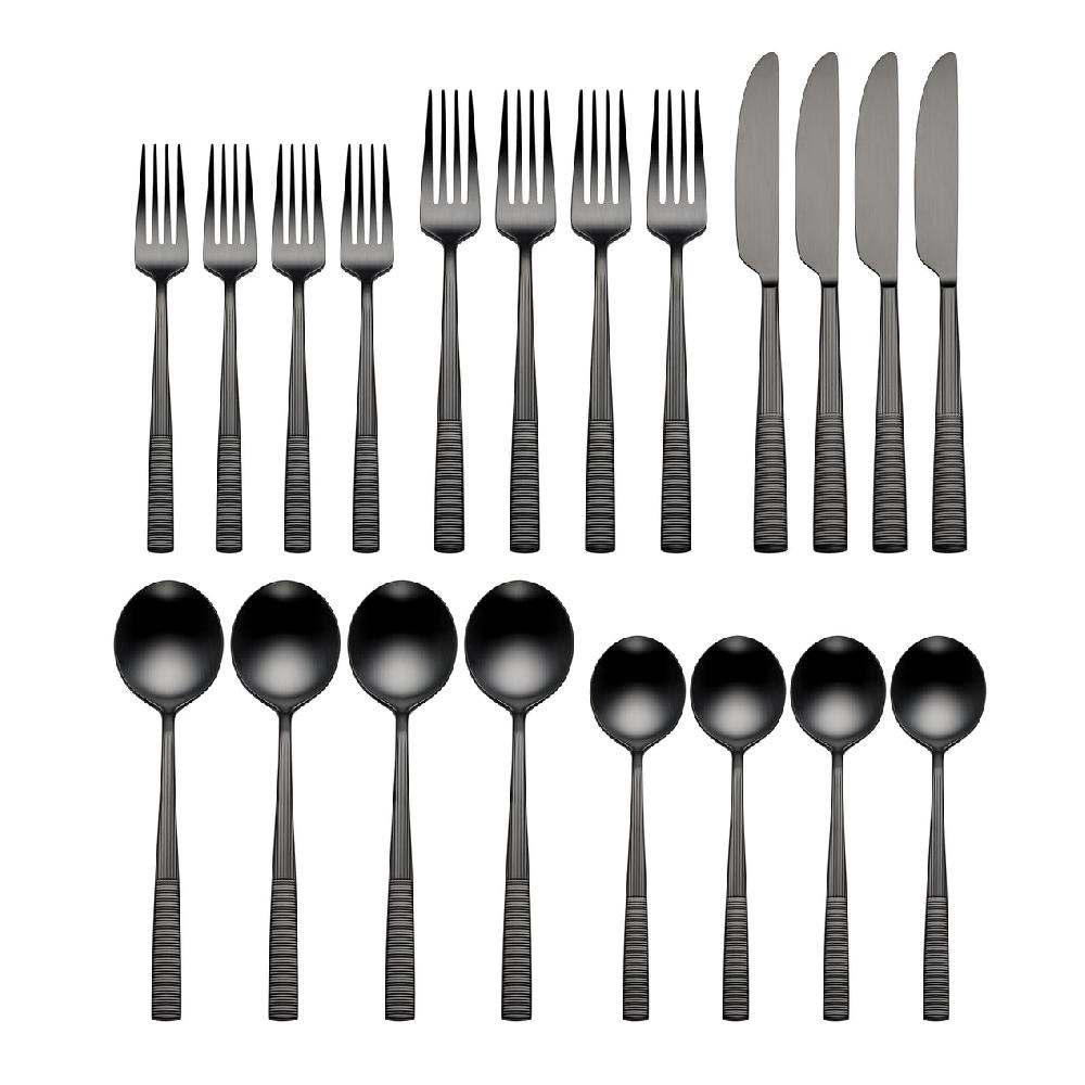 Cambridge Silversmiths Modulus Satin Black 20-Piece Flatware Set