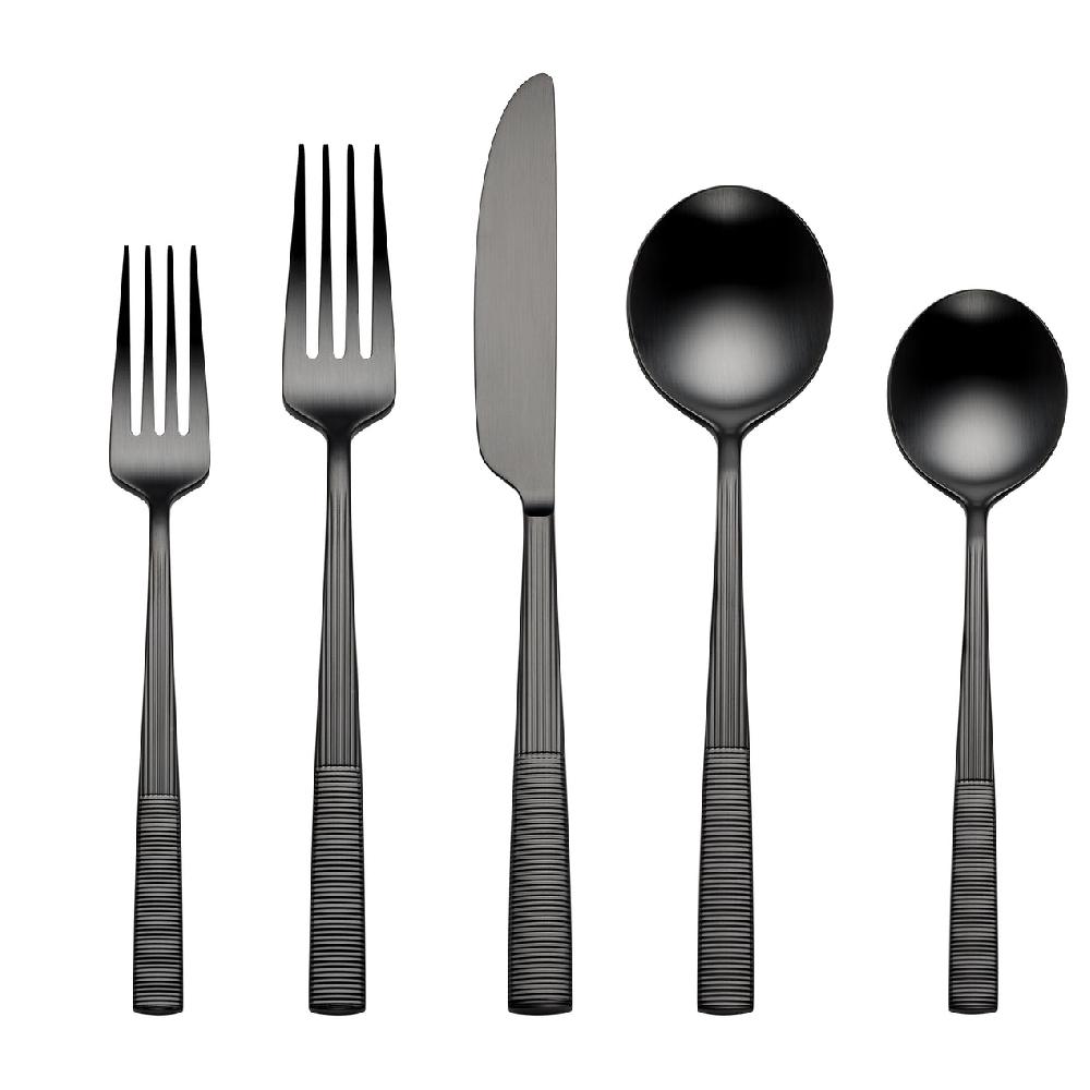 Cambridge Silversmiths Modulus Satin Black 20-Piece Flatware Set