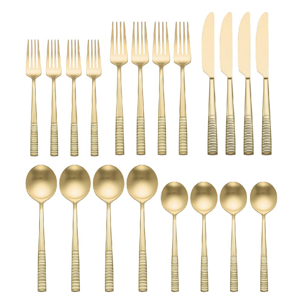 Cambridge Silversmiths Modulus Satin Champagne 20-Piece Flatware Set