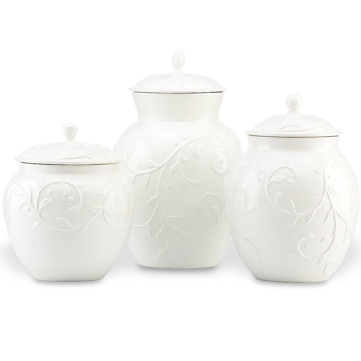 Cambridge Silversmiths Opal Innocence Carved 3-Piece Canister Set
