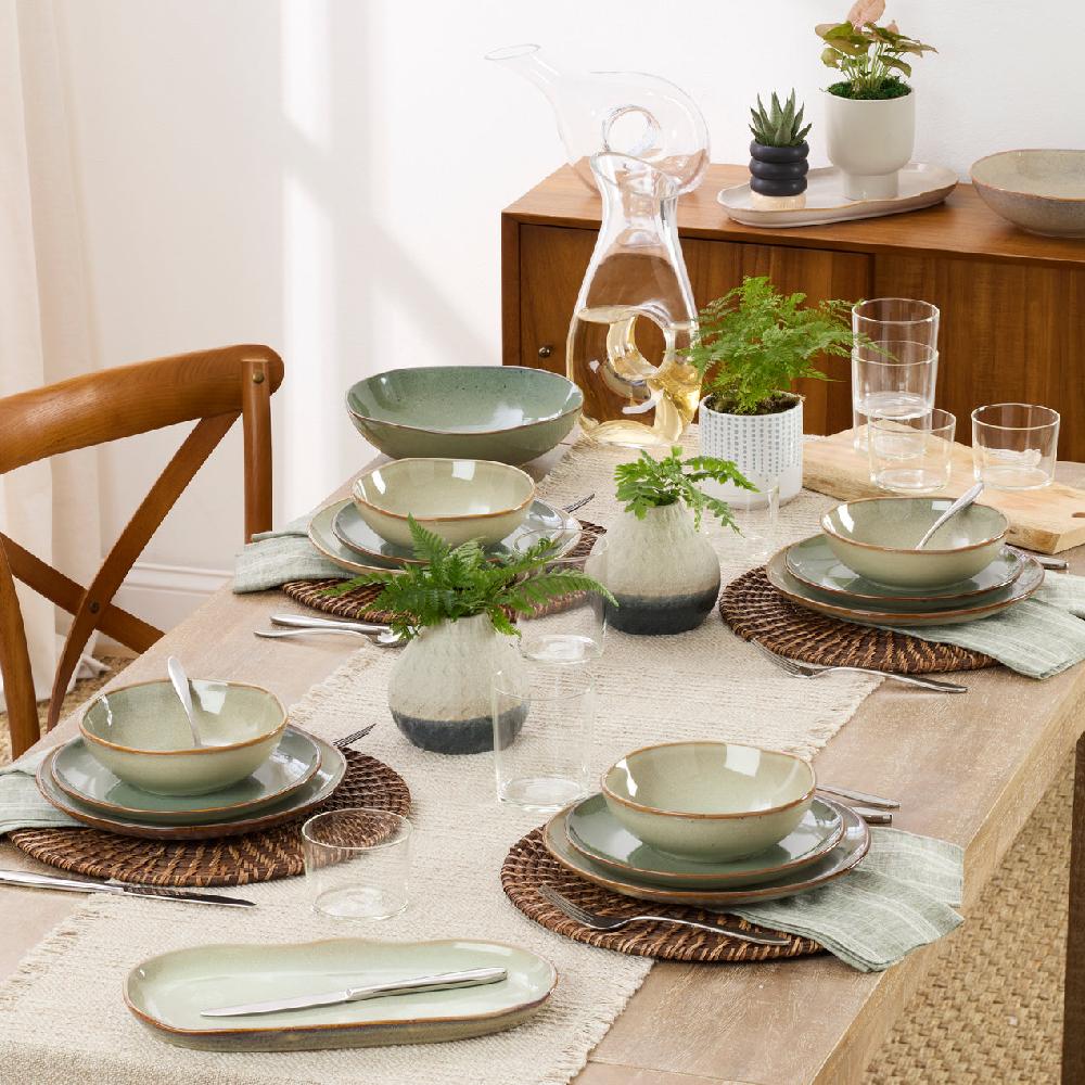 Cambridge Silversmiths Organic Shades 12-Piece Dinnerware Set Sage Green