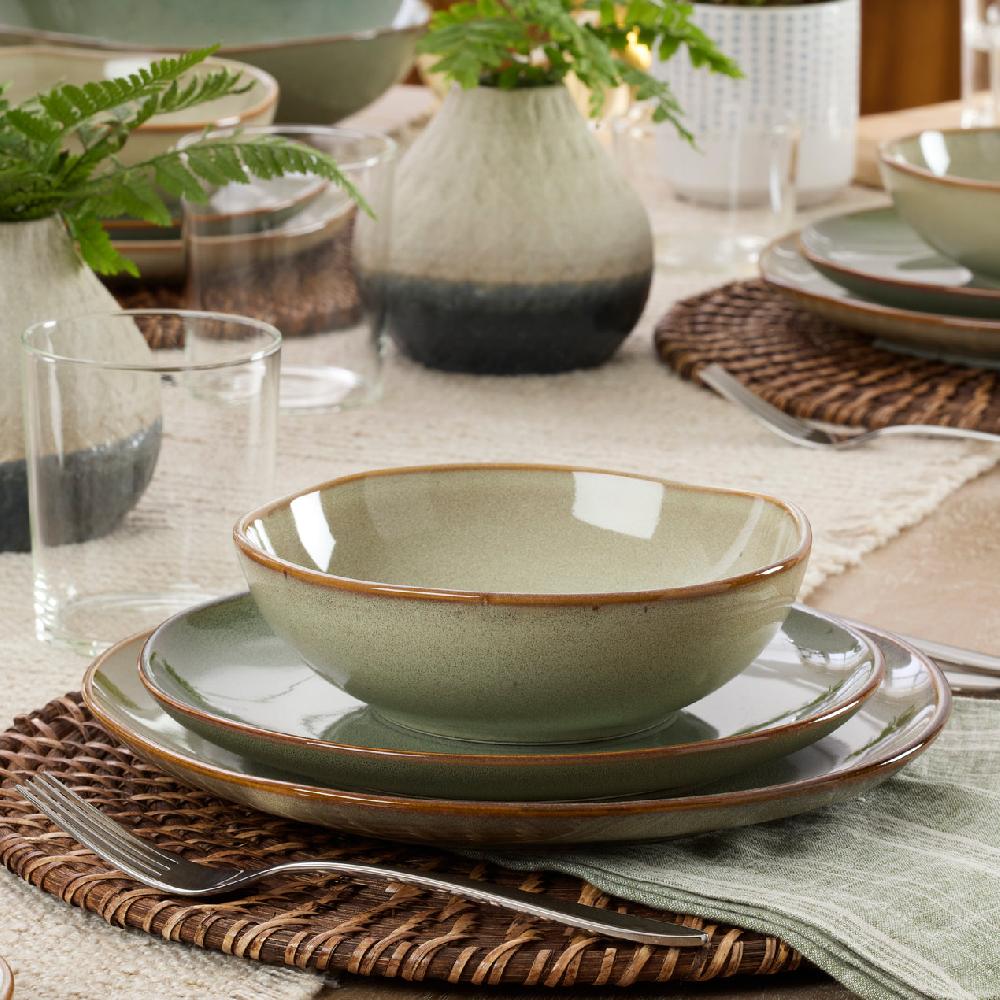 Cambridge Silversmiths Organic Shades 12-Piece Dinnerware Set Sage Green