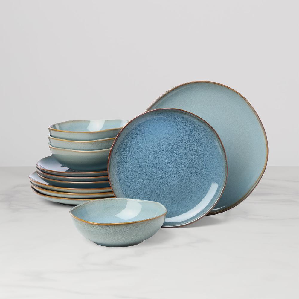 cambridge silversmiths Organic Shades 12-Piece Dinnerware Set Slate Blue