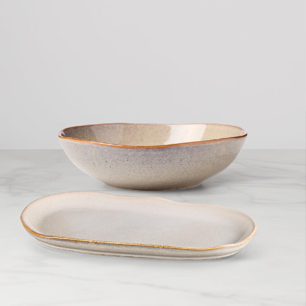 cambridge silversmiths Organic Shades 2-Piece Serving Set Oatmeal