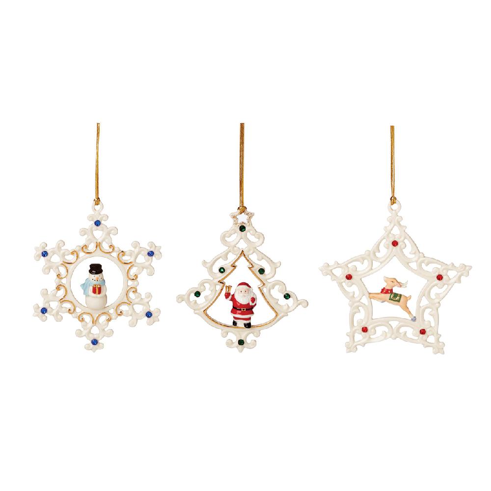 Cambridge Silversmiths Pierced Gem Ornaments Set Of 3