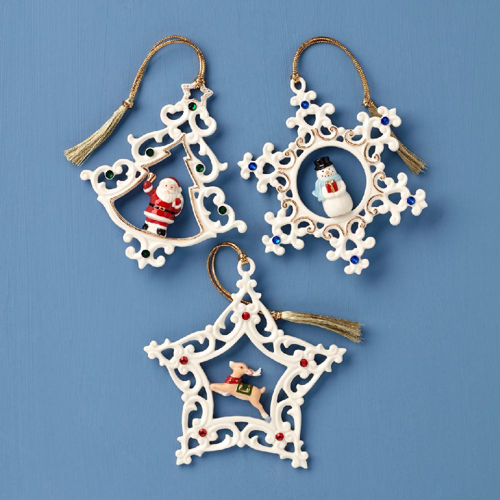 cambridge silversmiths Pierced Gem Ornaments Set of 3