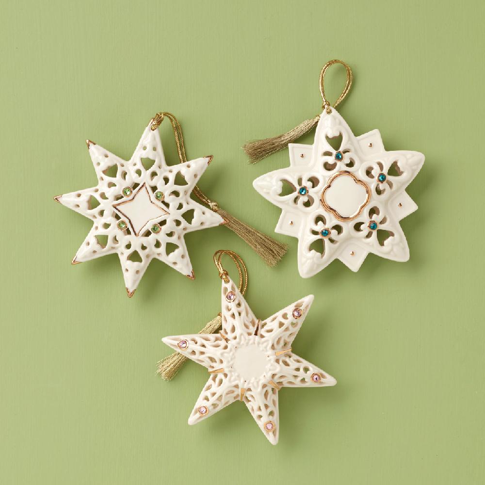 cambridge silversmiths Pierced Star Ornaments Set of 3