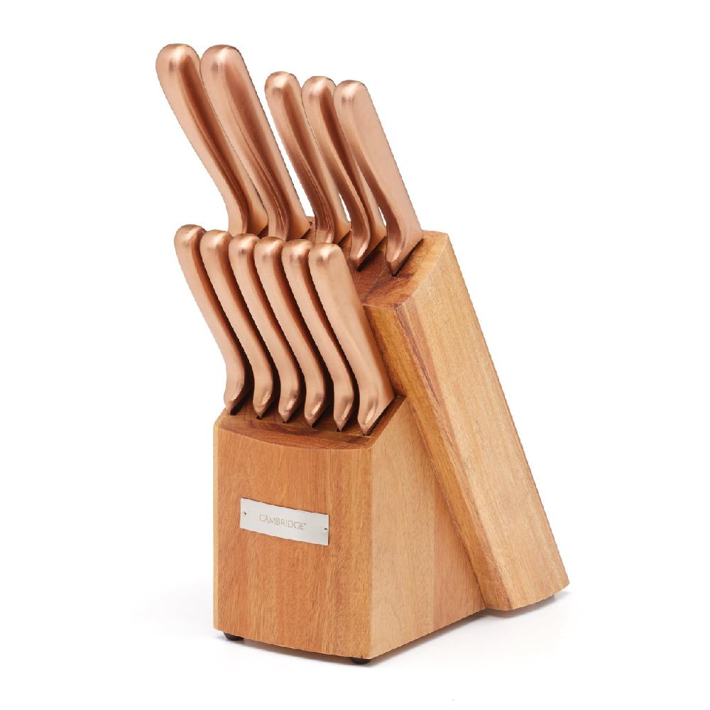 cambridge silversmiths Rame Smooth Copper 12-Piece Cutlery Block Set