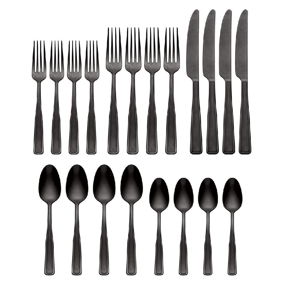 Cambridge Silversmiths Reid Vintage Black Tumbled 20 Piece Flatware Set
