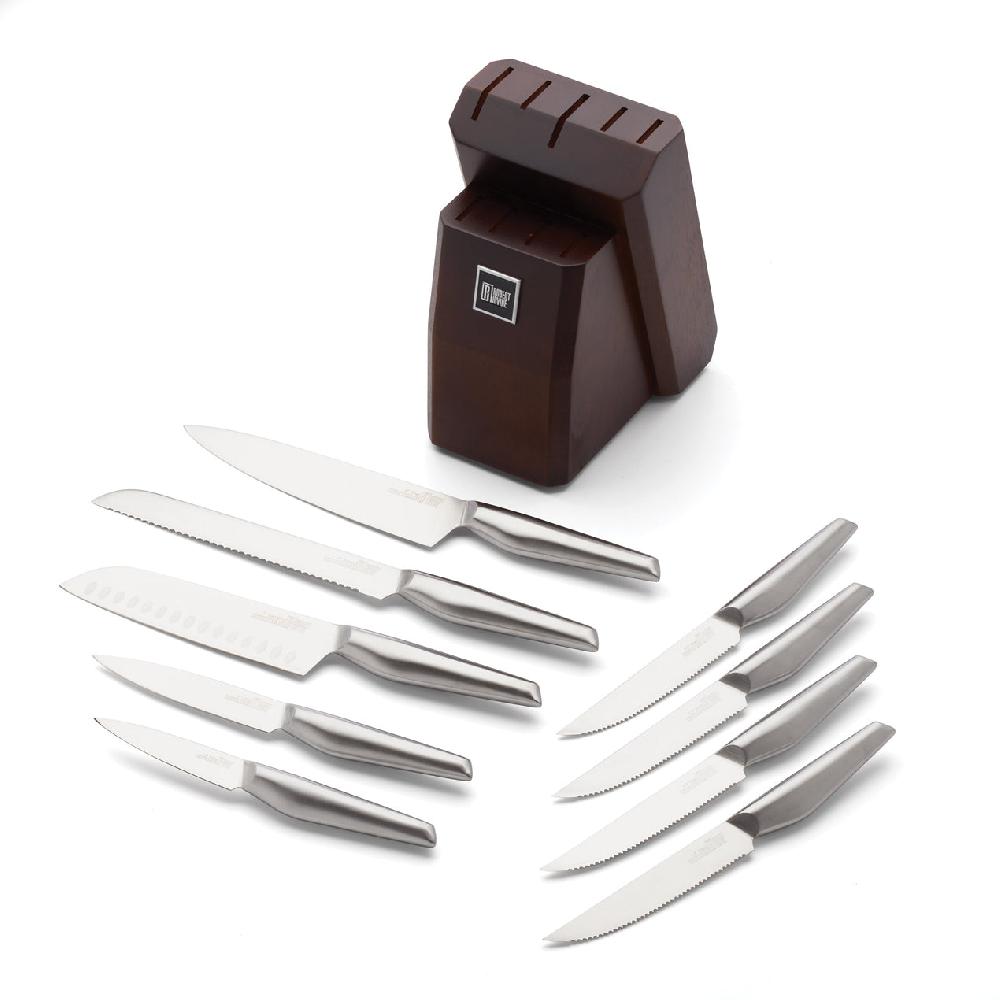 Cambridge Silversmiths Robert Irvine 10-Piece Cutlery Block Set Silver/Wood