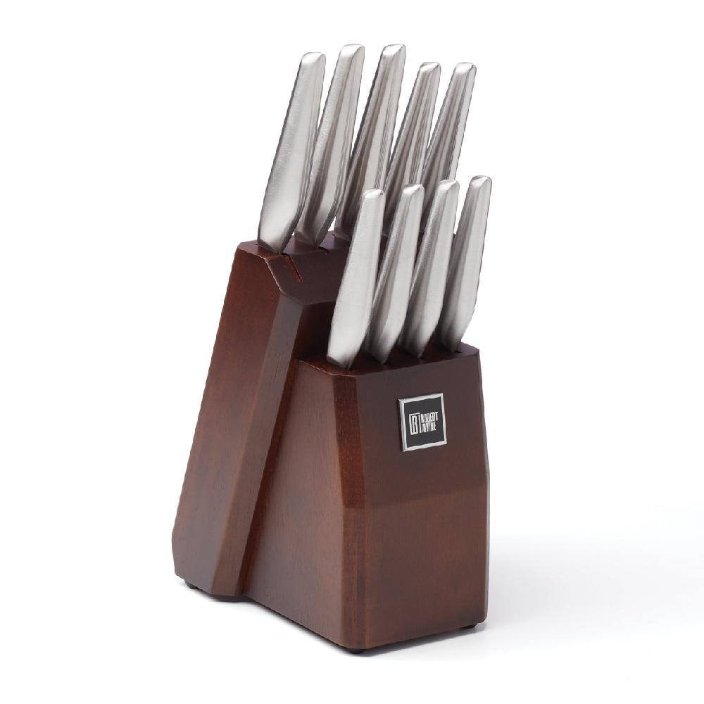 cambridge silversmiths Robert Irvine 10-Piece Cutlery Block Set Silver/Wood