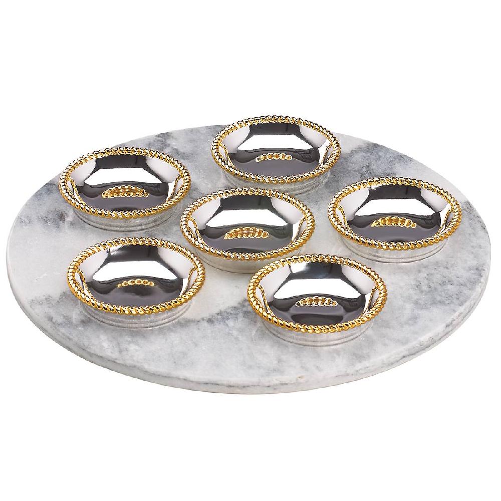 cambridge silversmiths Roseland Seder Plates with Marble Slate