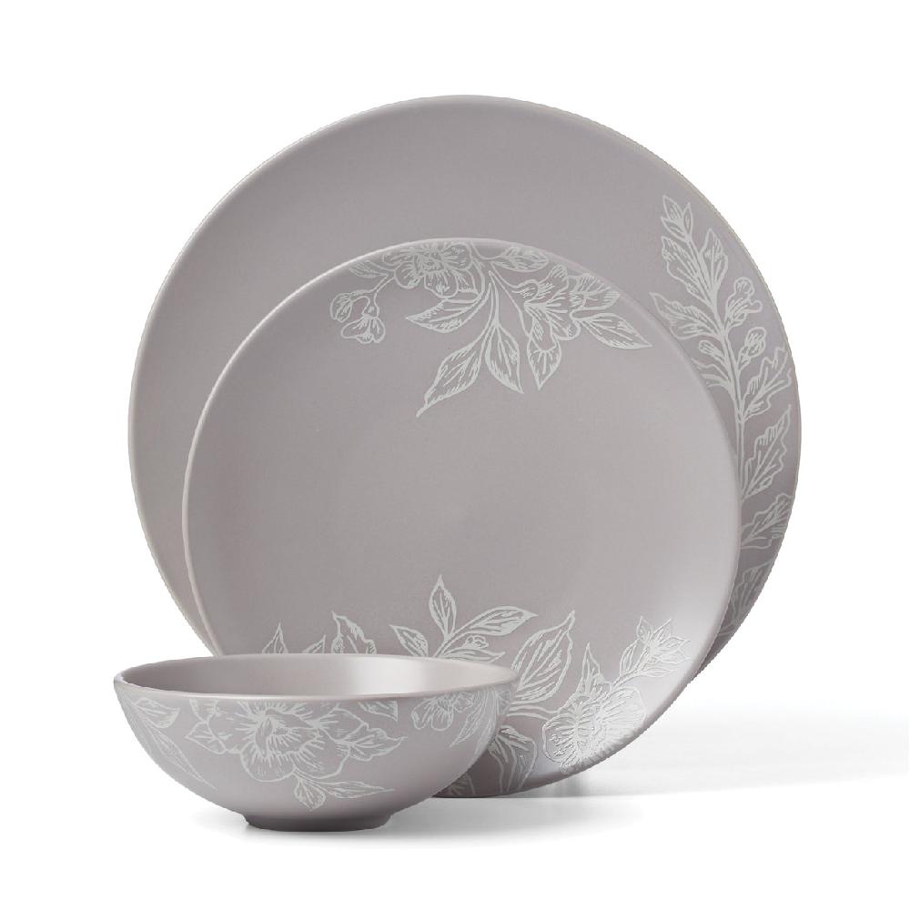 Cambridge Silversmiths Roseto 12-Piece Dinnerware Set Pumice