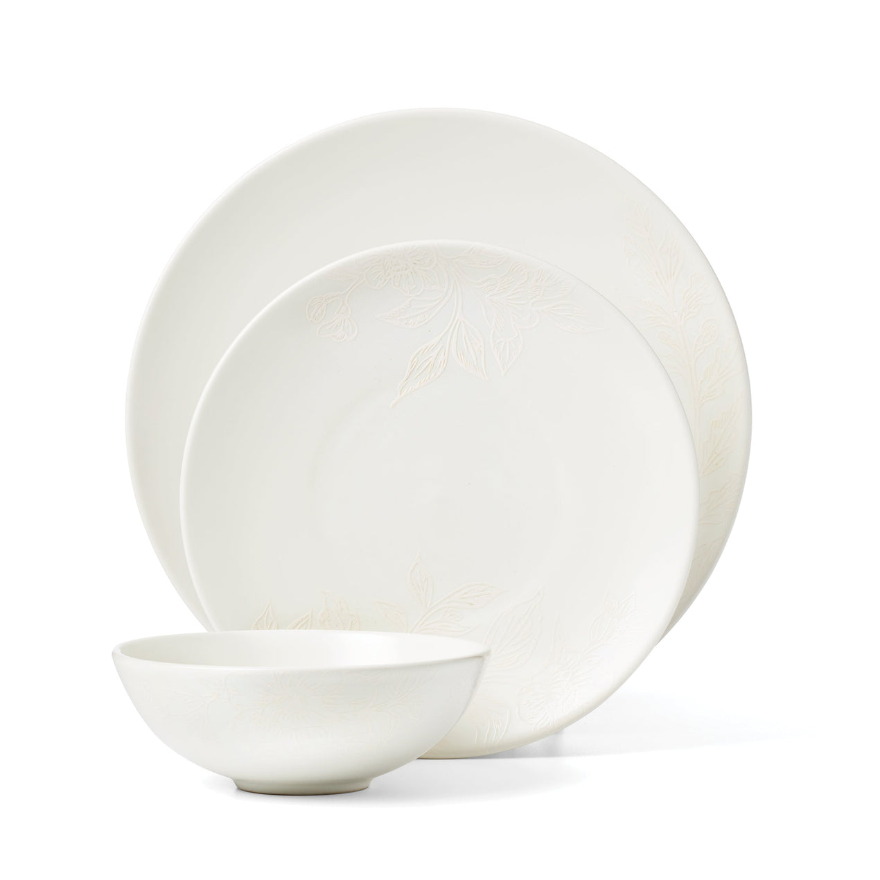 Cambridge Silversmiths Roseto 12-Piece Dinnerware Set White
