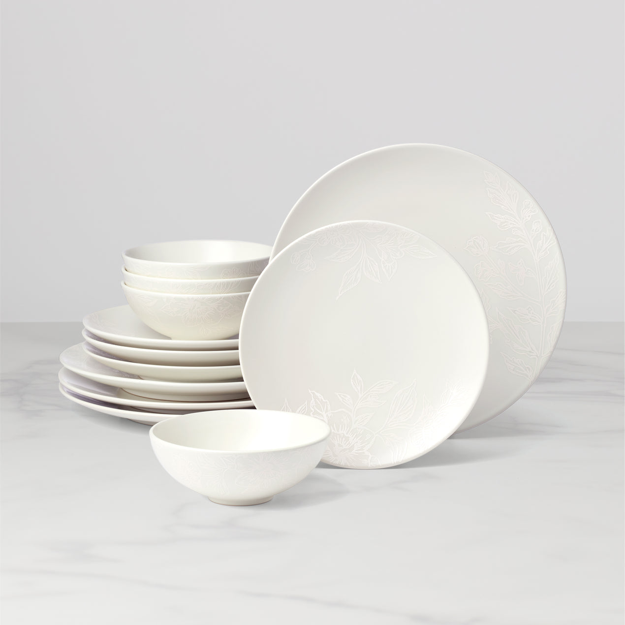 cambridge silversmiths Roseto 12-Piece Dinnerware Set White