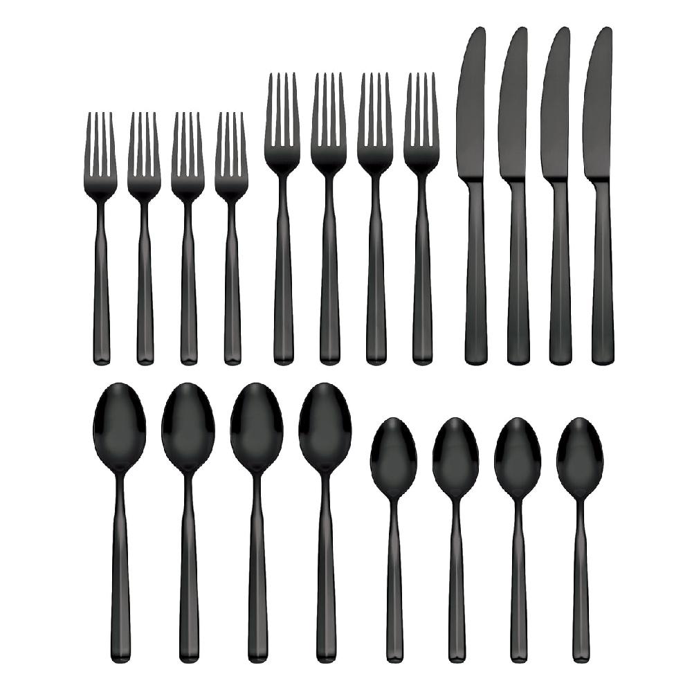 Cambridge Silversmiths Ryder Satin Black 20-Piece Flatware Set