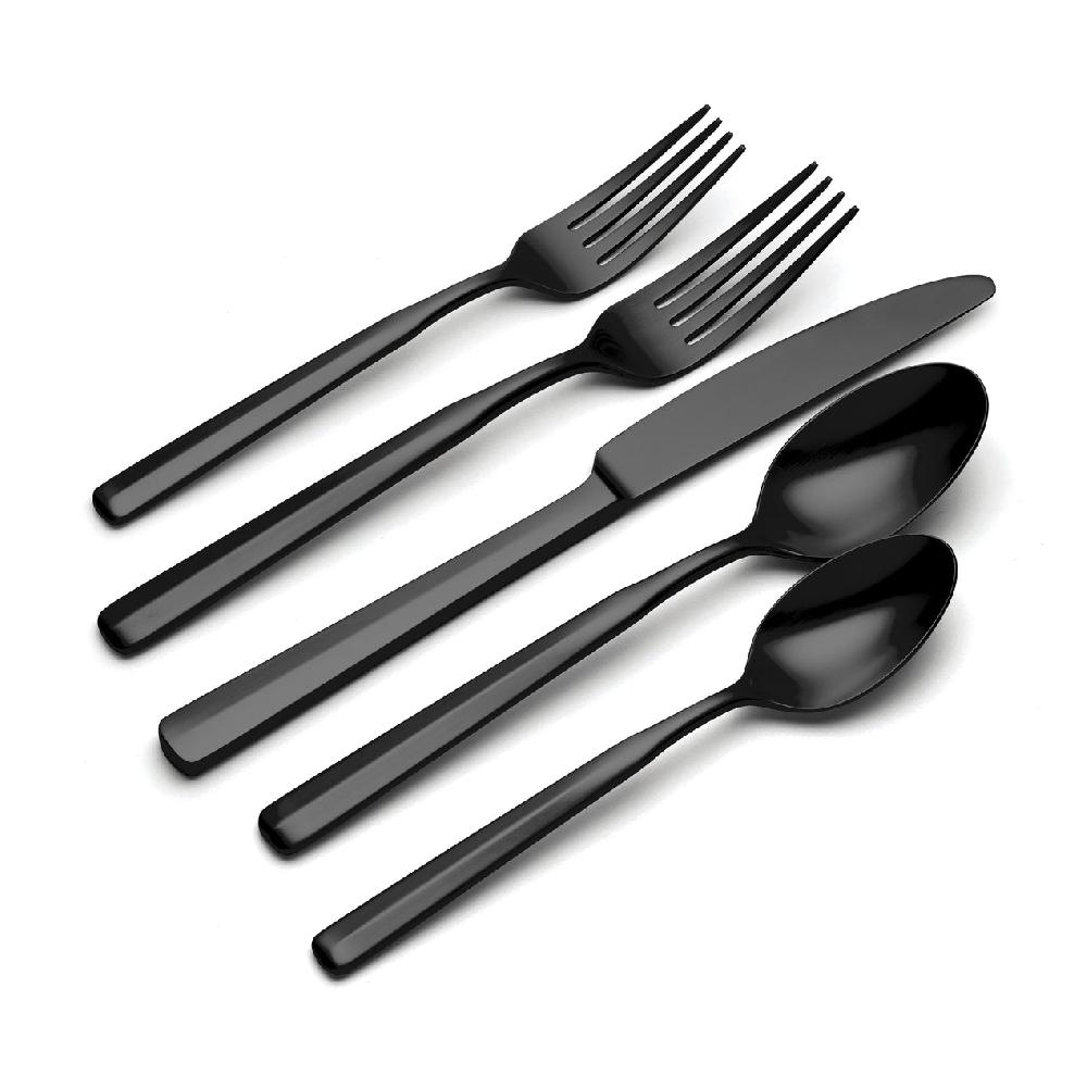Cambridge Silversmiths Ryder Satin Black 20-Piece Flatware Set