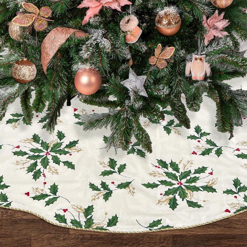 Cambridge Silversmiths Scattered Holly Holiday Tree Skirt