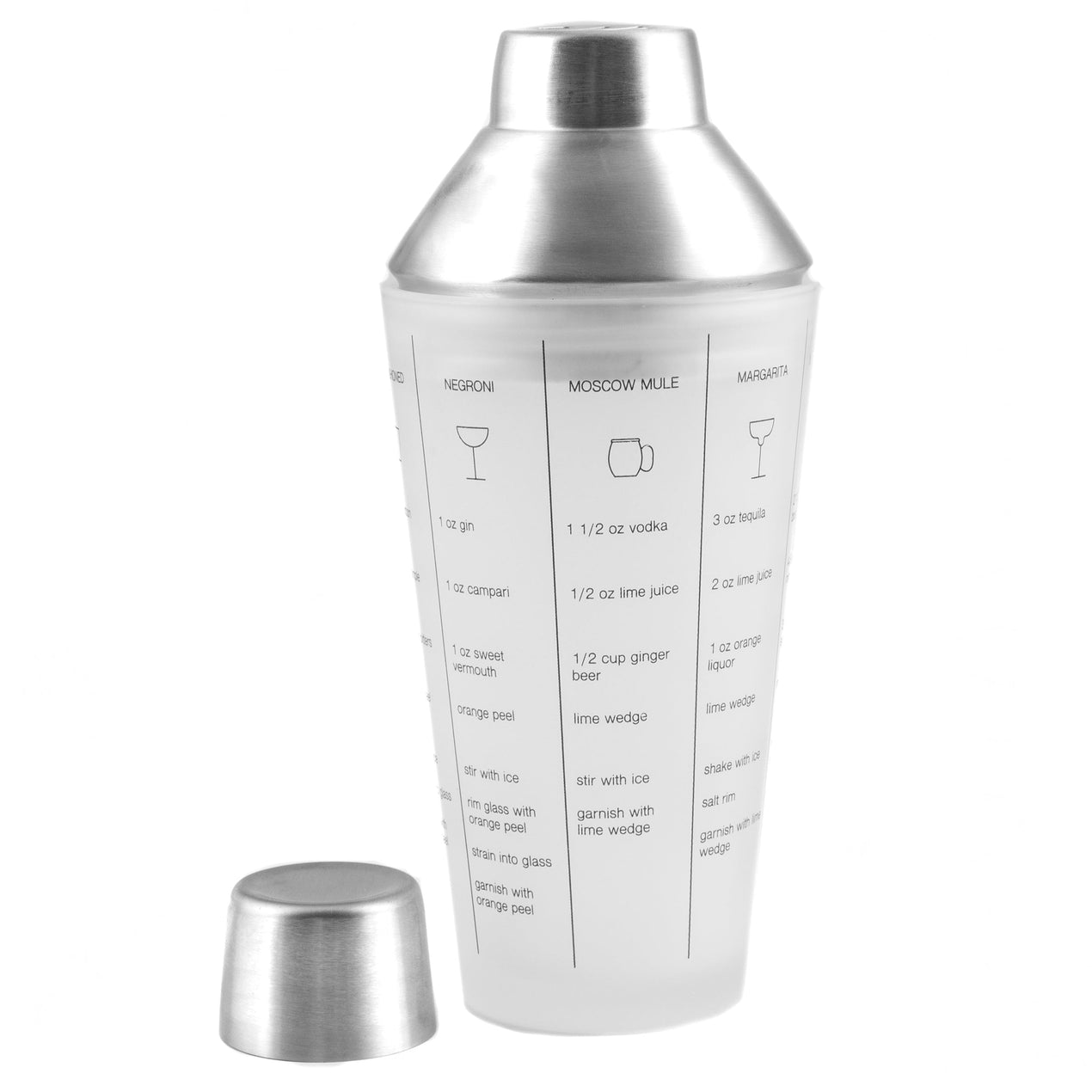 Cambridge Silversmiths Silver Stainless Steel Glass Recipe Shaker
