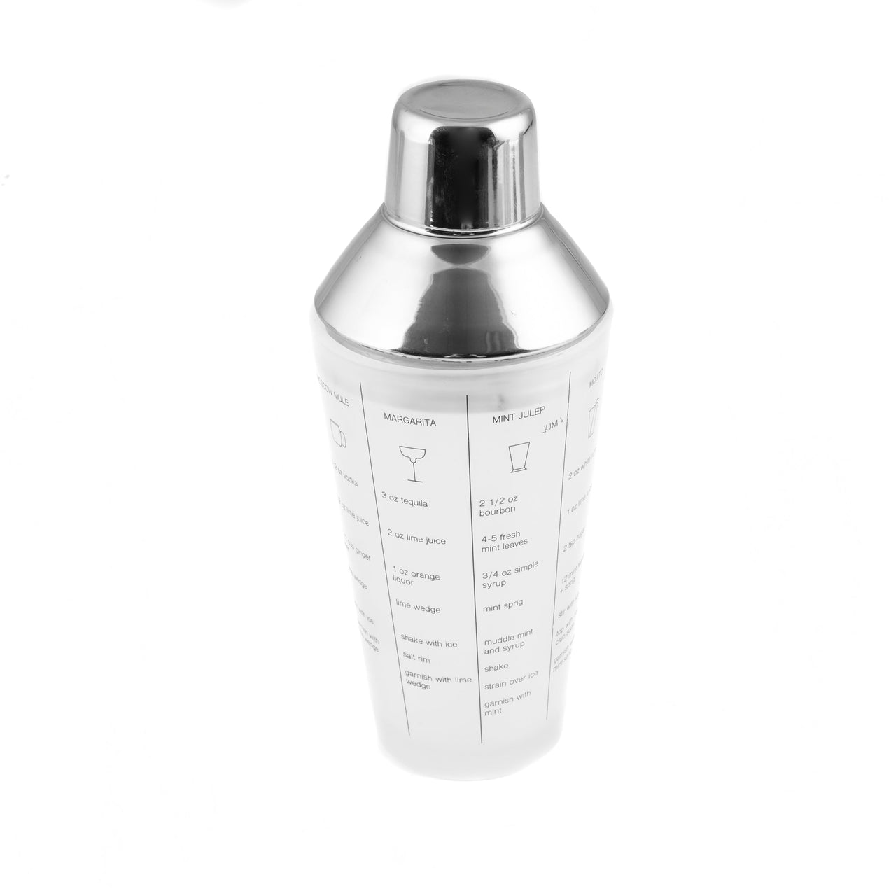 Cambridge Silversmiths Silver Stainless Steel Glass Recipe Shaker