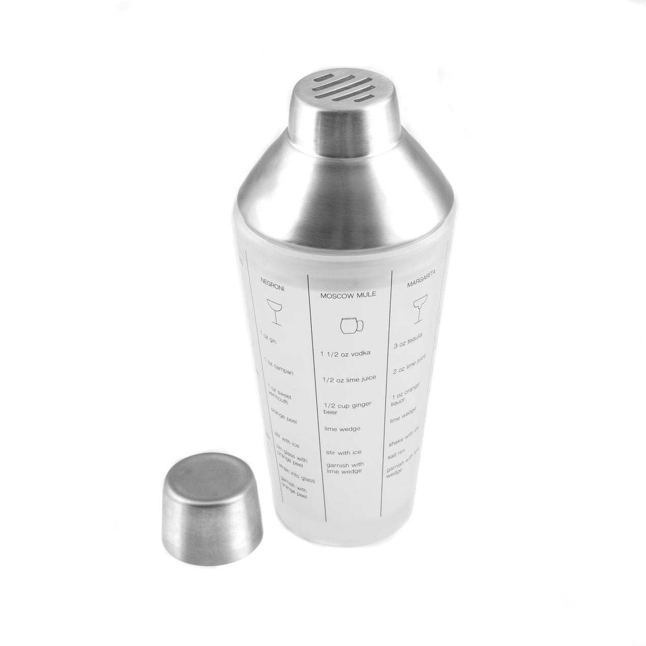 Cambridge Silversmiths Silver Stainless Steel Glass Recipe Shaker