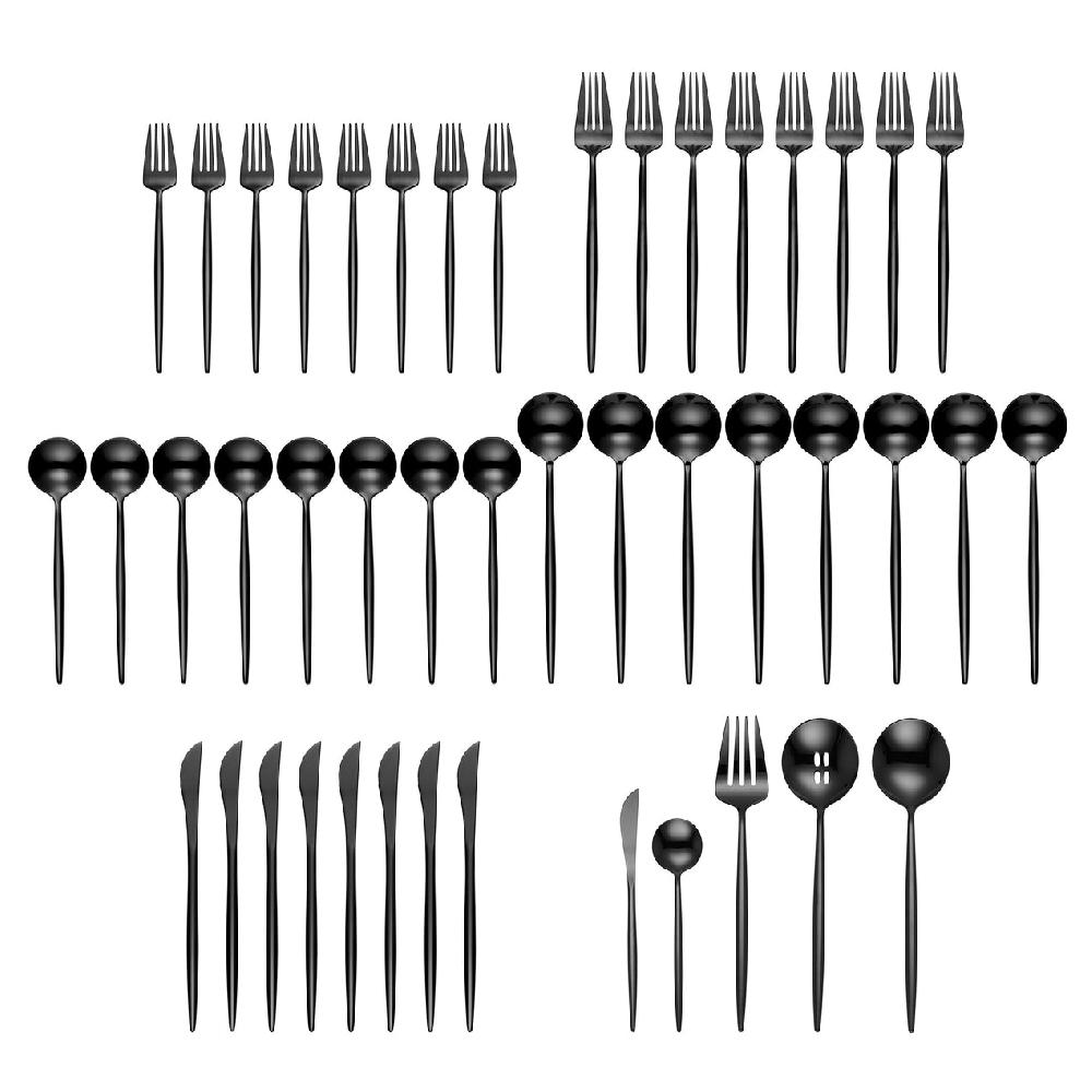 Cambridge Silversmiths Skandia Zephyr Black 45 Piece Flatware Set