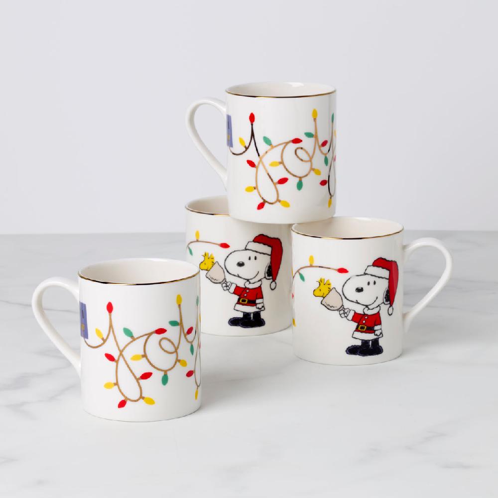cambridge silversmiths Snoopy Christmas Mugs Set of 4