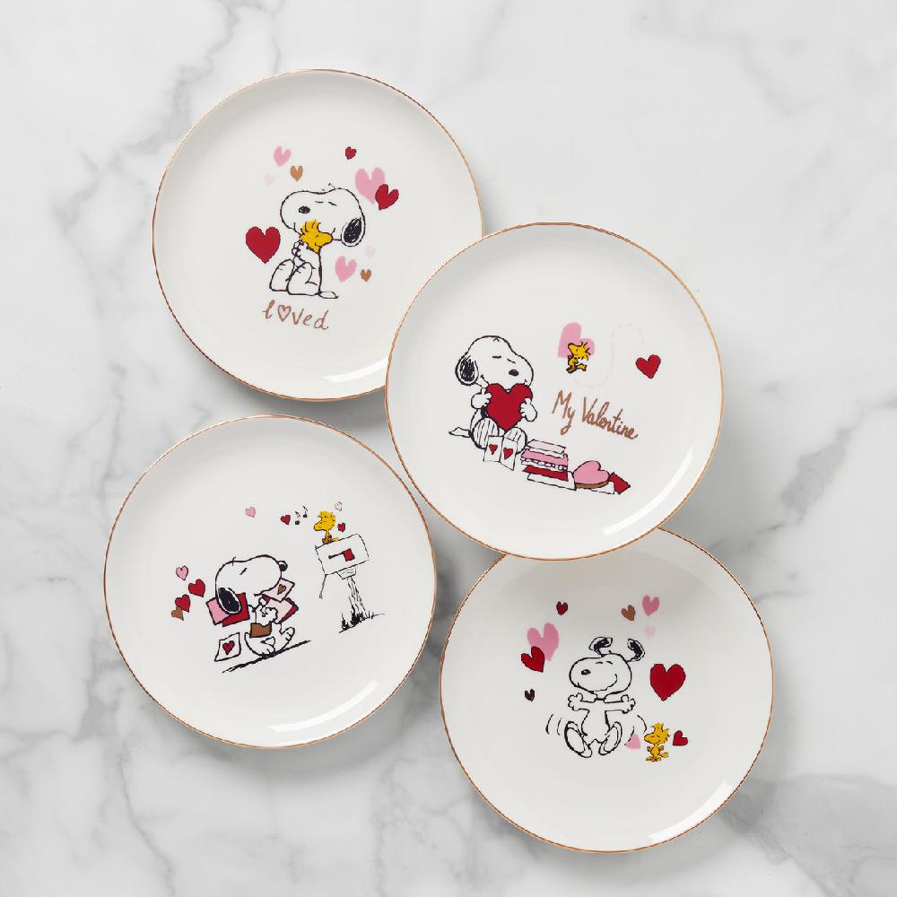 cambridge silversmiths Snoopy Valentine's Day Accent Plates Set of 4 Assorted
