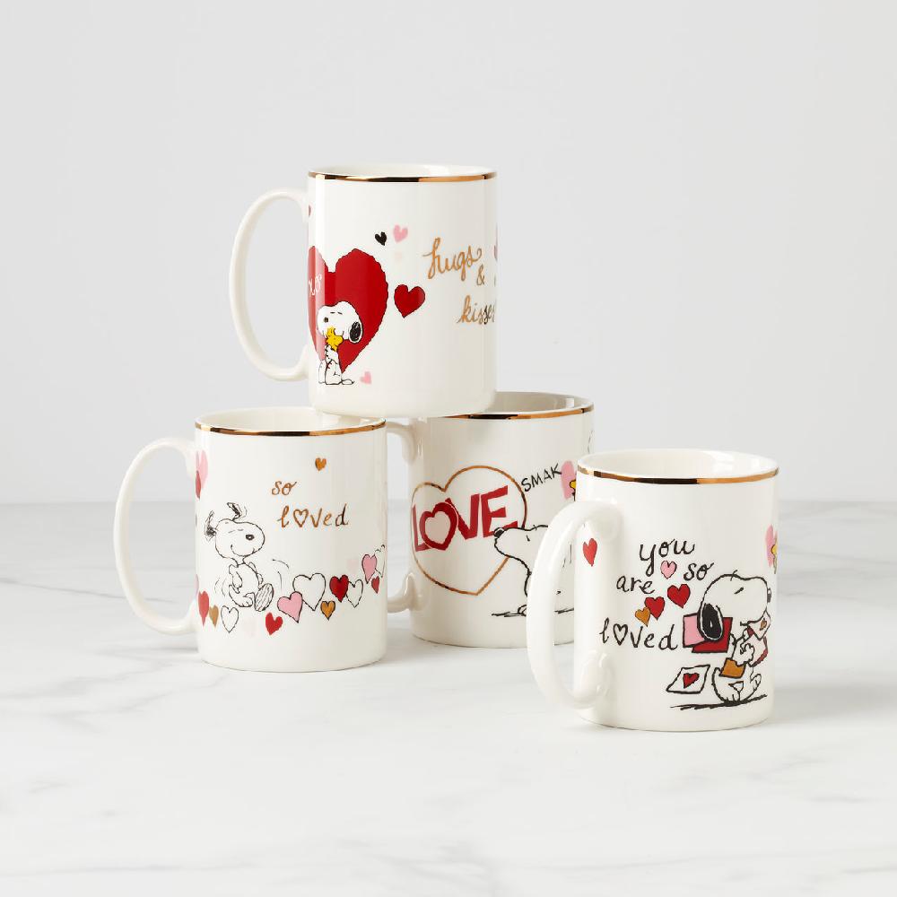 Cambridge Silversmiths Snoopy Valentine's Day Mugs Set Of 4 Assorted