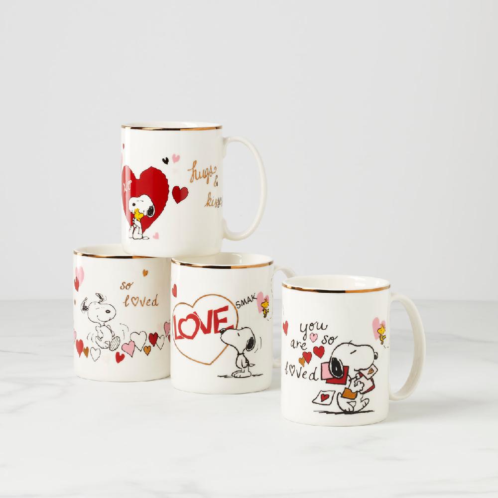 cambridge silversmiths Snoopy Valentine's Day Mugs Set of 4 Assorted