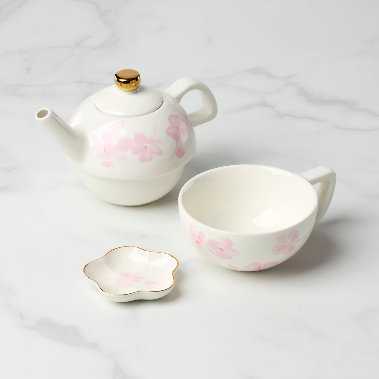 Cambridge Silversmiths Spring Pansies Tea For One With Tea Bag Holder