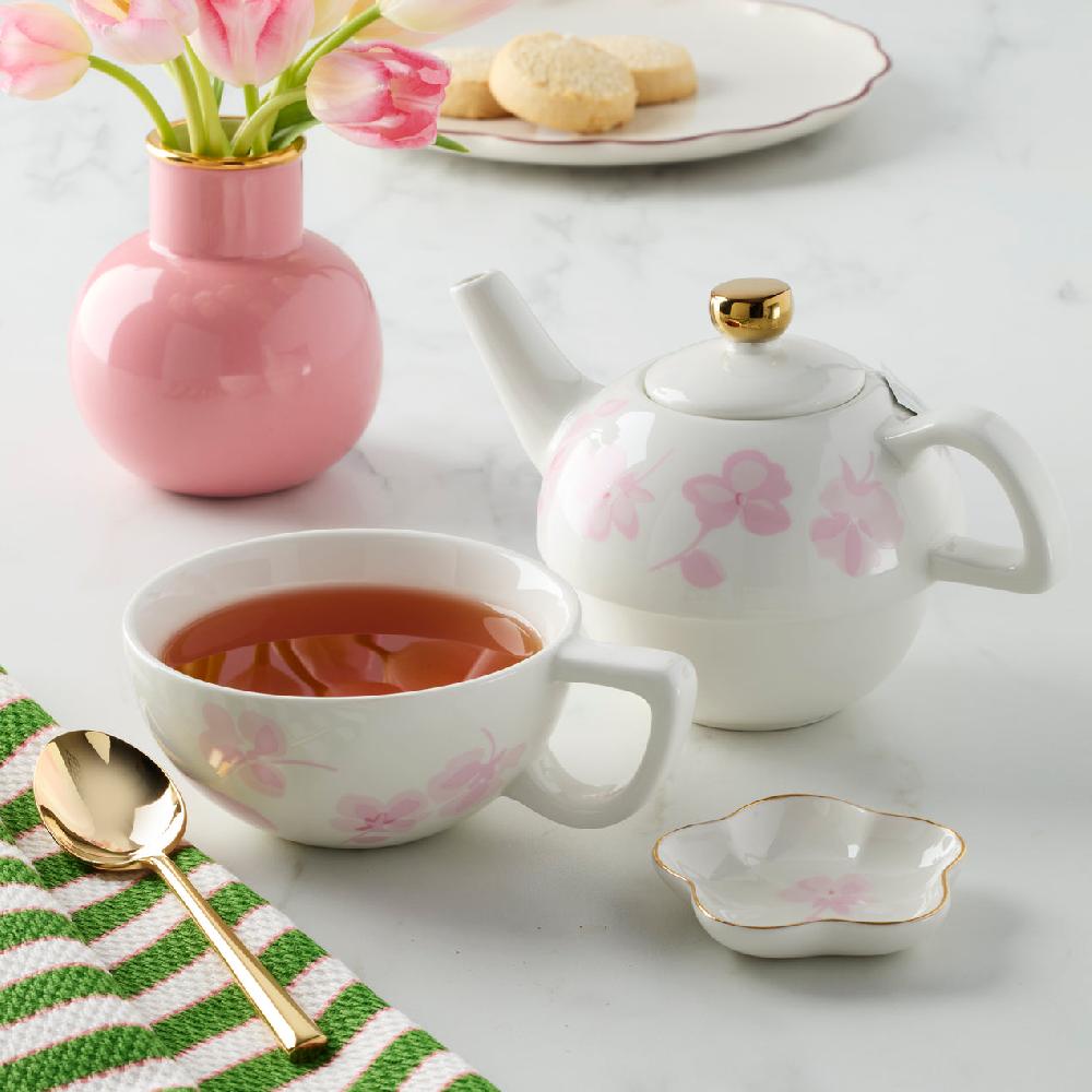 Cambridge Silversmiths Spring Pansies Tea For One With Tea Bag Holder