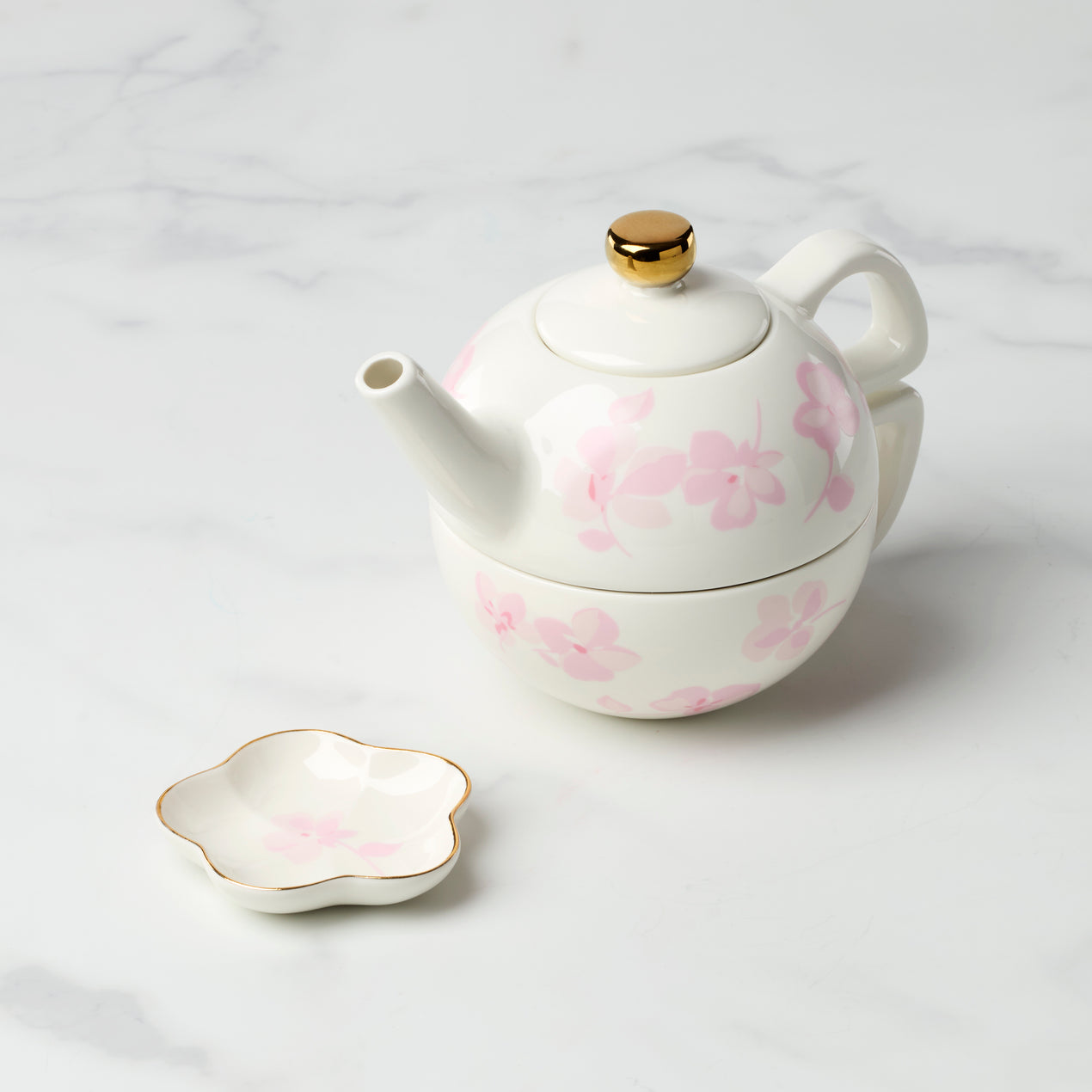 cambridge silversmiths Spring Pansies Tea For One with Tea Bag Holder