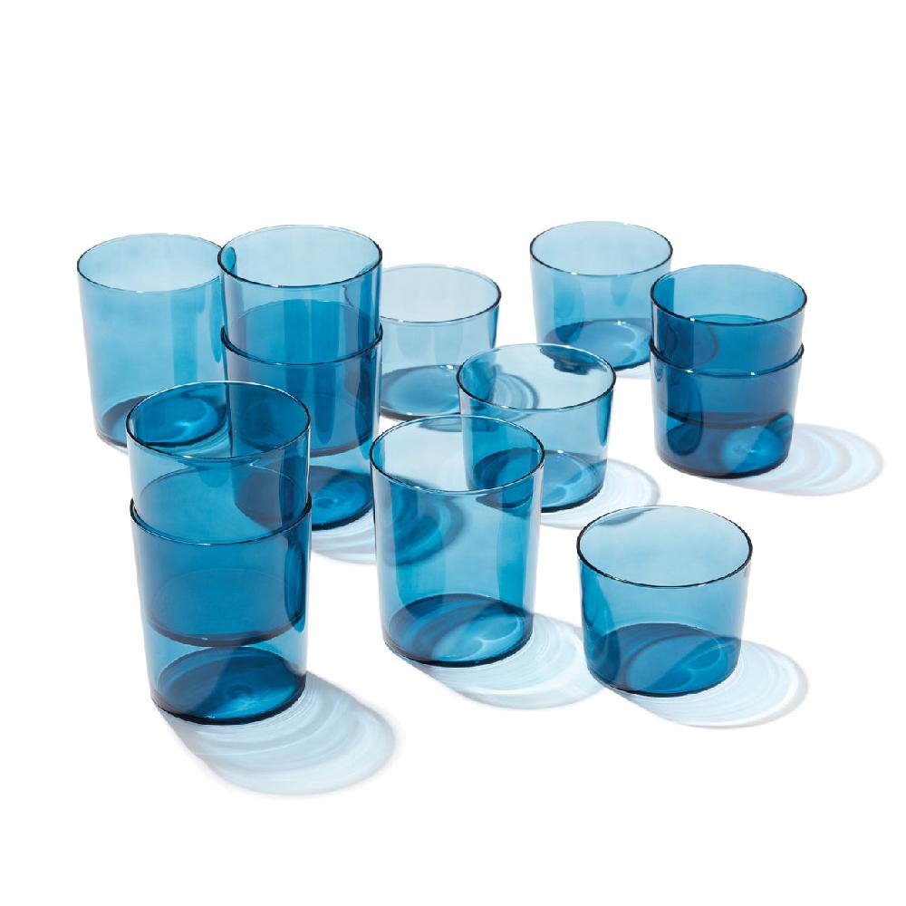 cambridge silversmiths Stackables Blue Short & Tall Glasses Set of 12