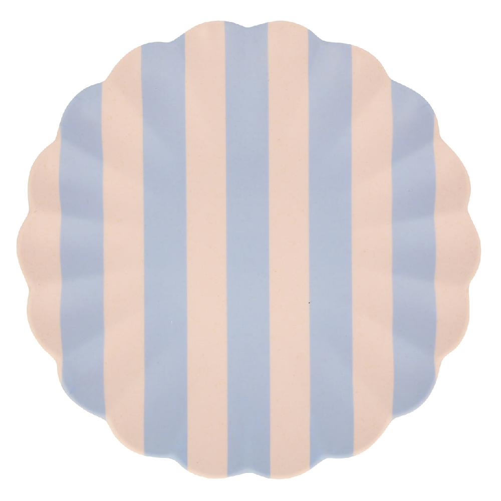 Cambridge Silversmiths Stripey Bamboo Large Plates Assorted Set Of 6