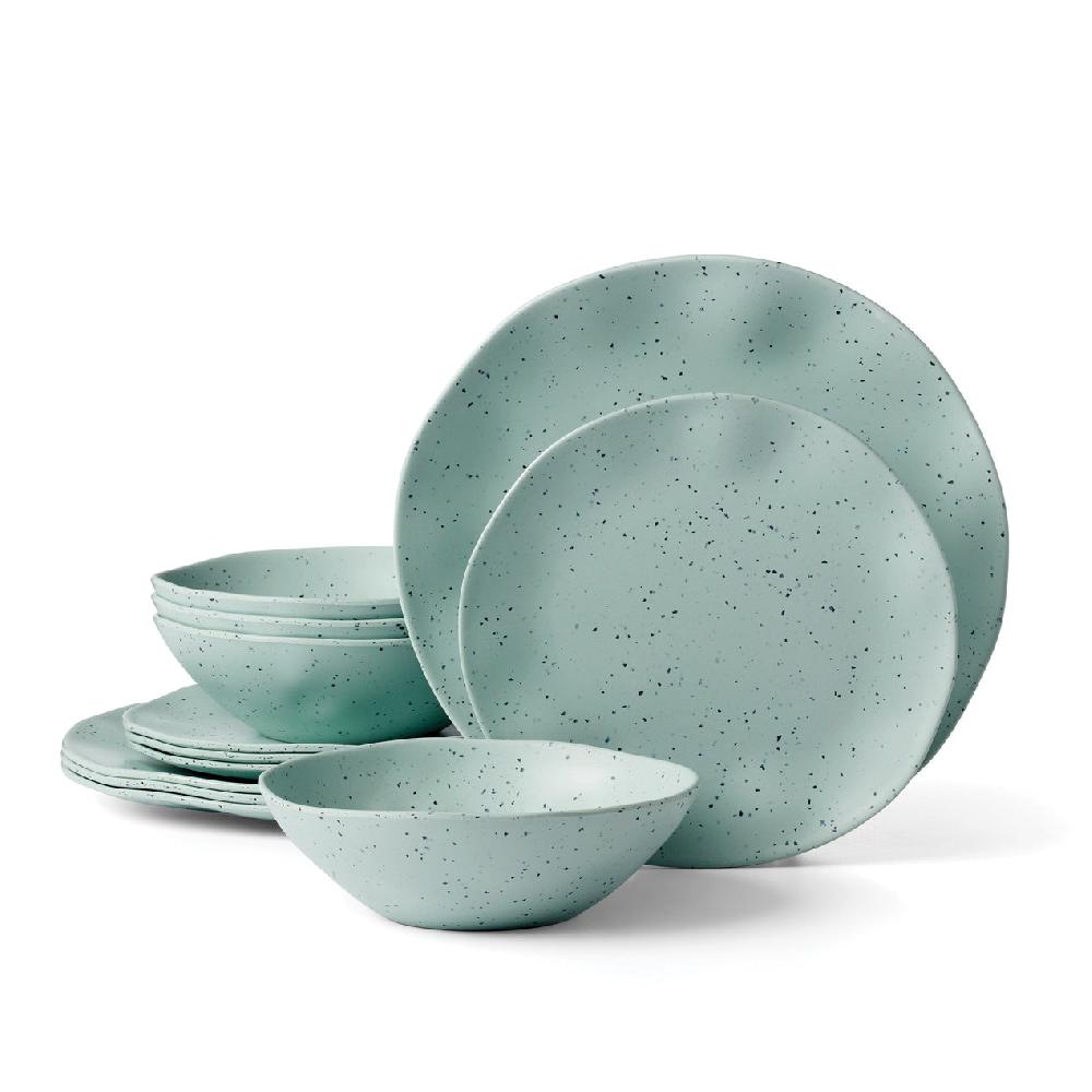 cambridge silversmiths Terrazzo Melamine Mint 12 Piece Dinnerware Set