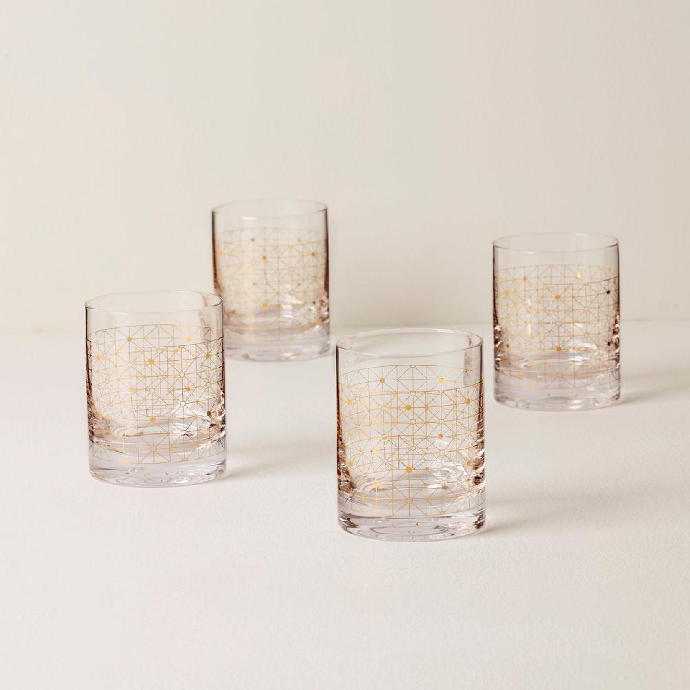 cambridge silversmiths Tuscany Classics Gold Dust Double Old Fashioned Glasses Set of 4