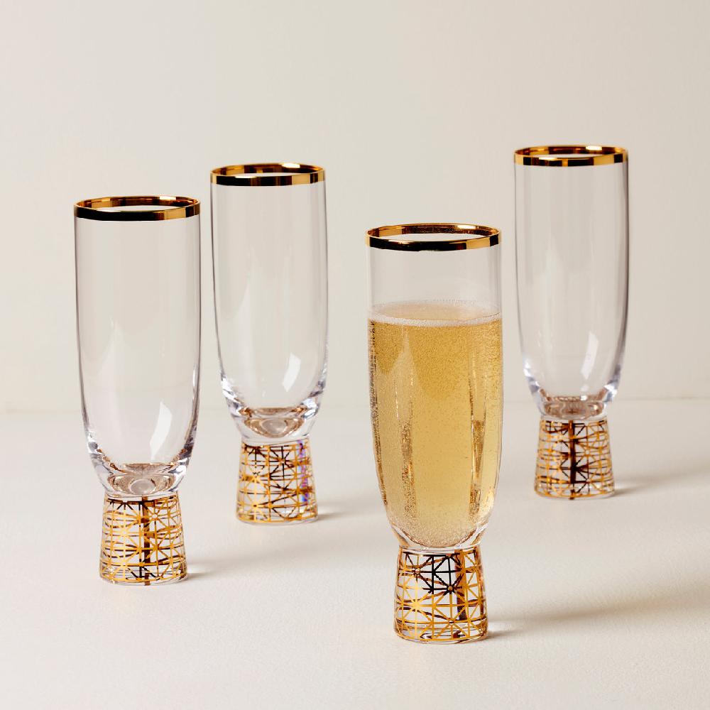 Cambridge Silversmiths Tuscany Classics Gold Frost Flutes Set Of 4