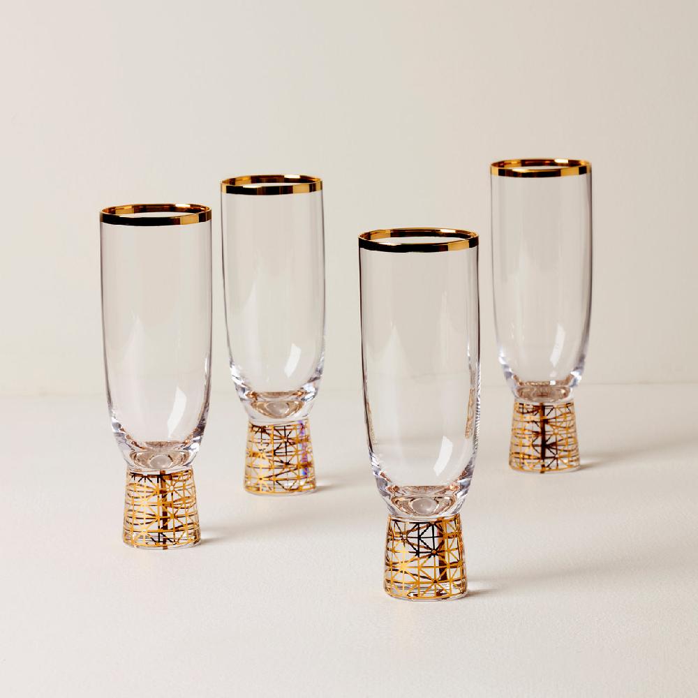 cambridge silversmiths Tuscany Classics Gold Frost Flutes Set of 4