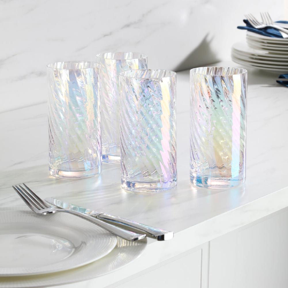 Cambridge Silversmiths Tuscany Classics Iridescent Hiballs Set Of 4
