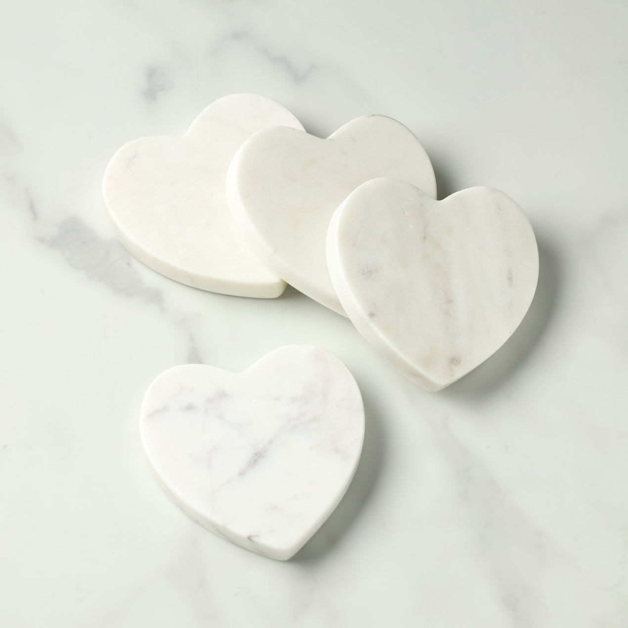 cambridge silversmiths White Marble Heart Coasters Set of 4