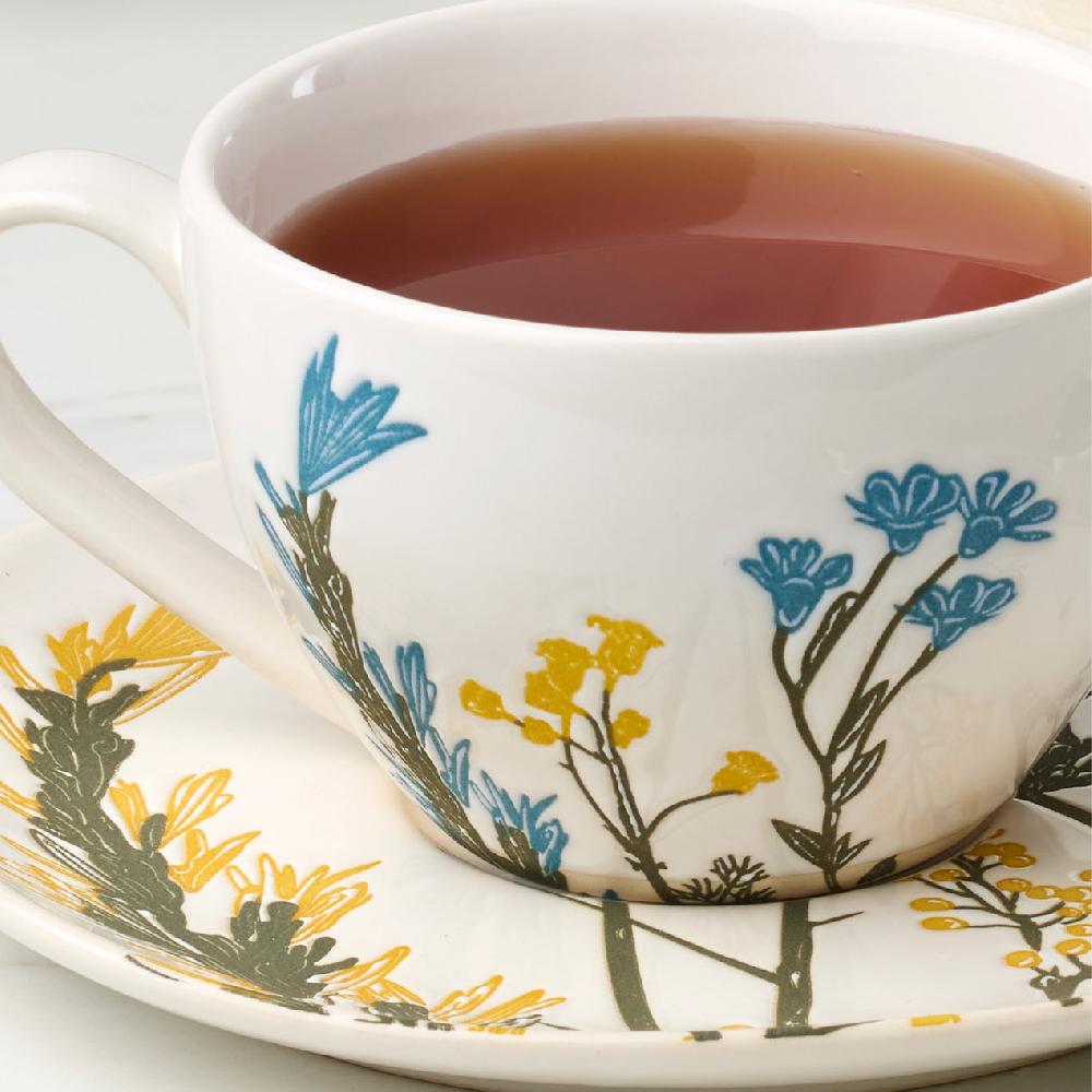 Cambridge Silversmiths Wildflowers Tea Cup & Saucer Set Of 4