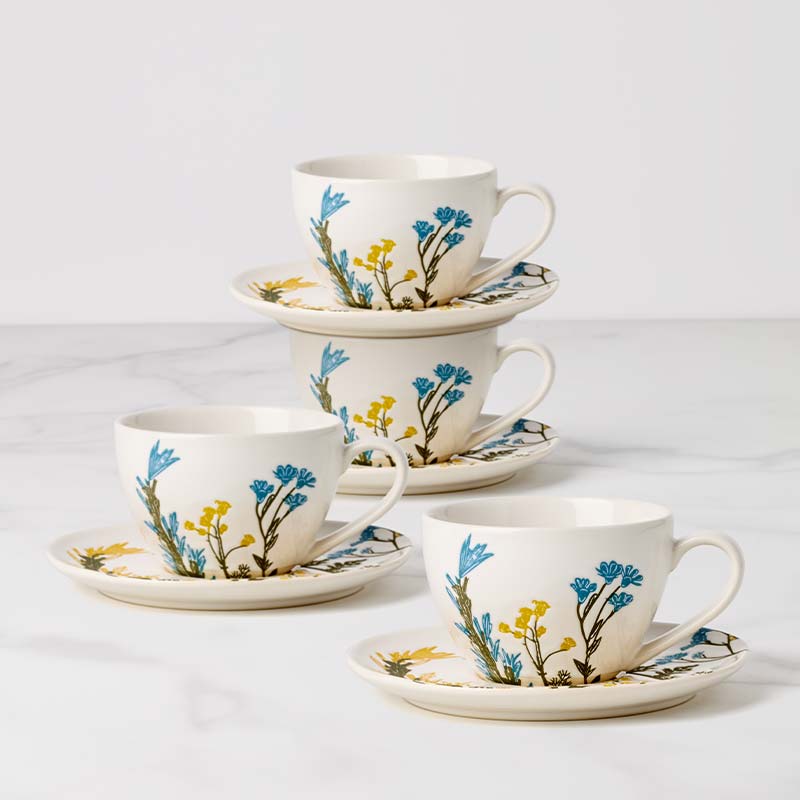 cambridge silversmiths Wildflowers Tea Cup & Saucer Set of 4