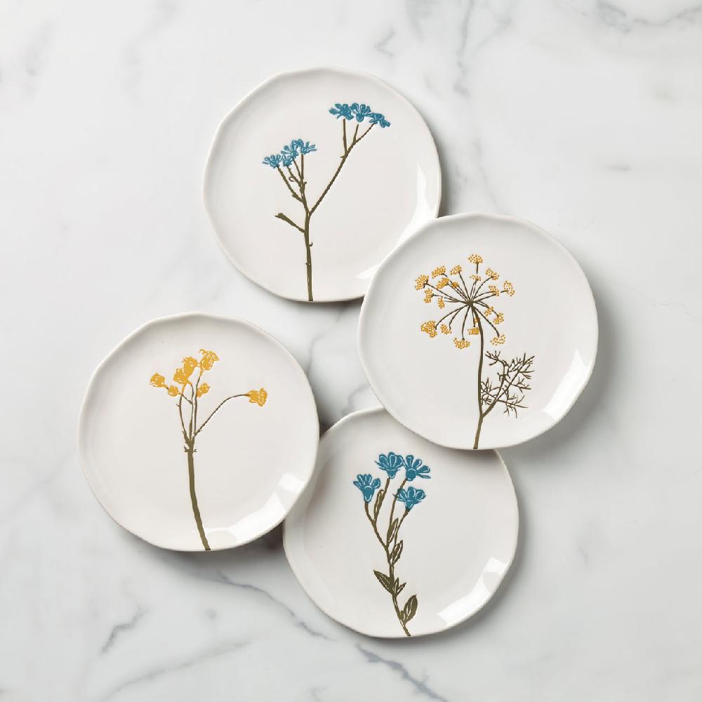 cambridge silversmiths Wildflowers Tidbit Plates Set of 4