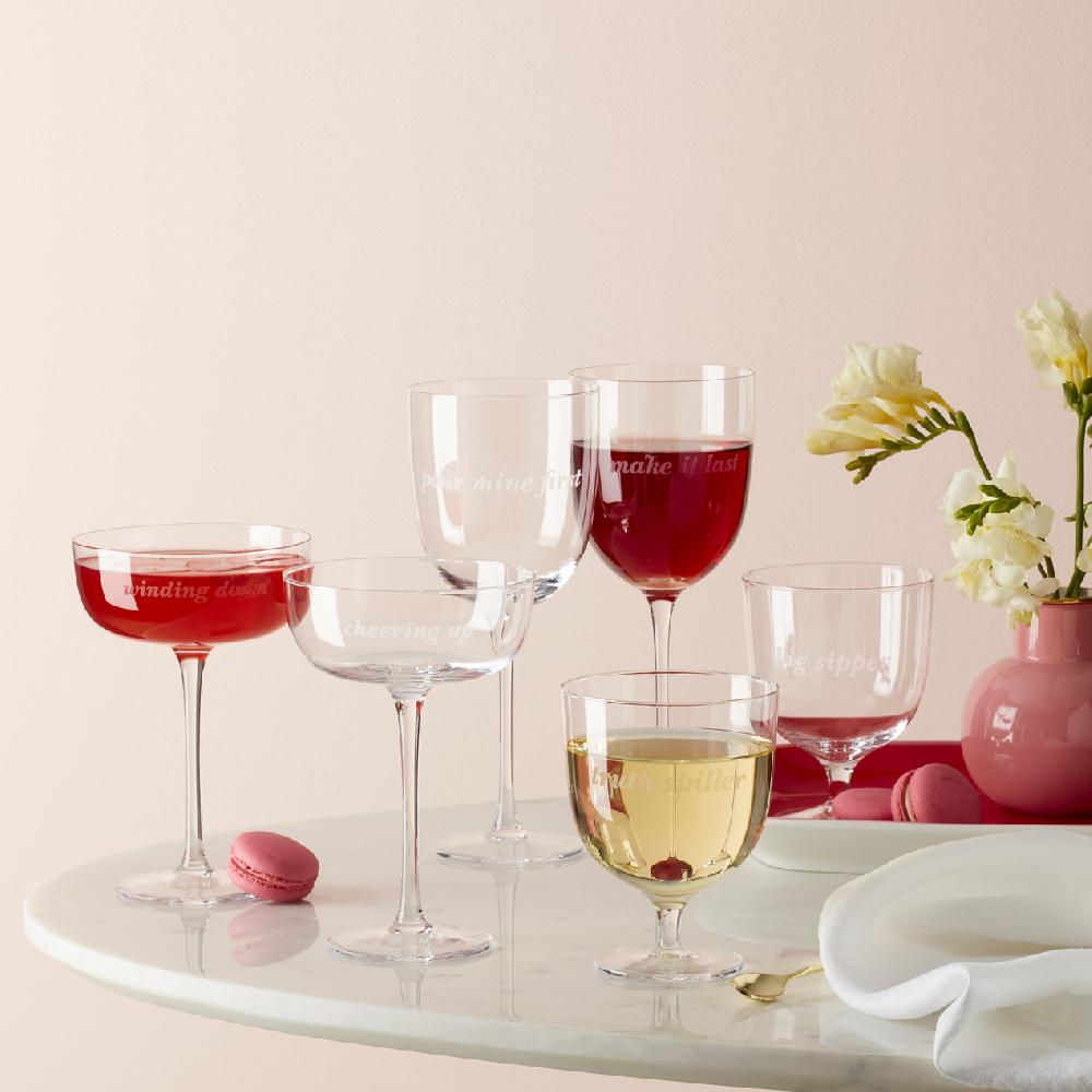 Cambridge Silversmiths Winding Down & Cheering Up Coupe Glasses Set Of 2