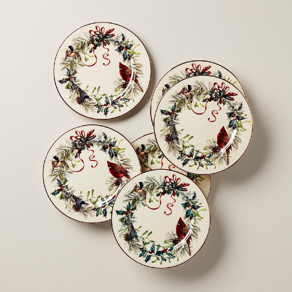 cambridge silversmiths Winter Greetings 6-Piece Salad Plate Set