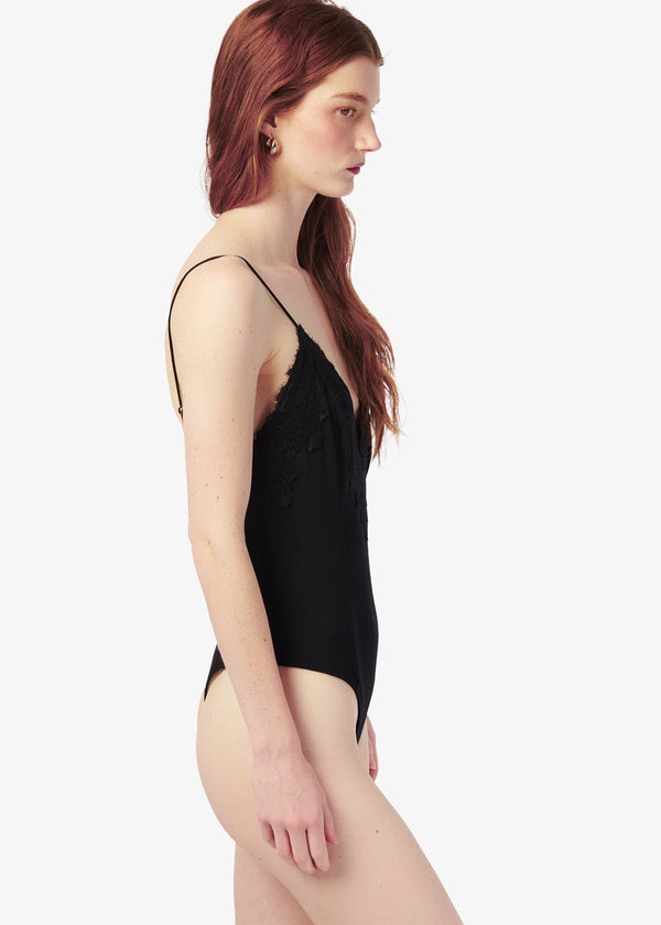 Cami Nyc Amani Rib Knit Bodysuit Black
