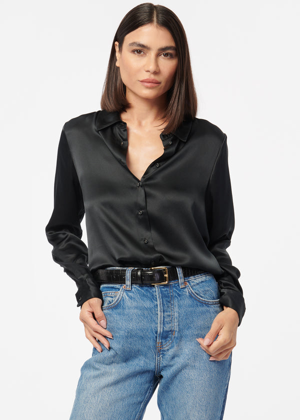 cami nyc Crosby Silk Blouse Black